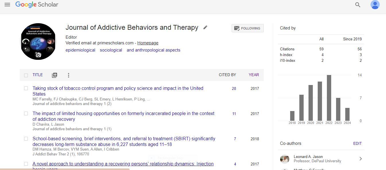 Journal of Addictive Behaviors and Therapy
